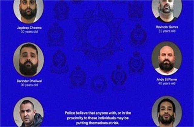 Canada पुलिस ने जारी की पंजाबी गैंगस्टरों की तस्वीरें