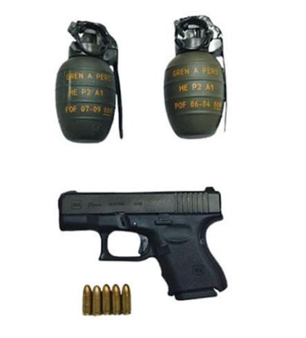 2 ग्रेनेड और पिस्तौल के साथ 3 आरोपी गिरफ्तार